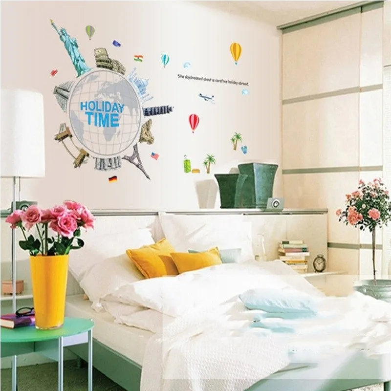 Знаменитые здания настенные Стикеры для путешествий украшения дома кабинета