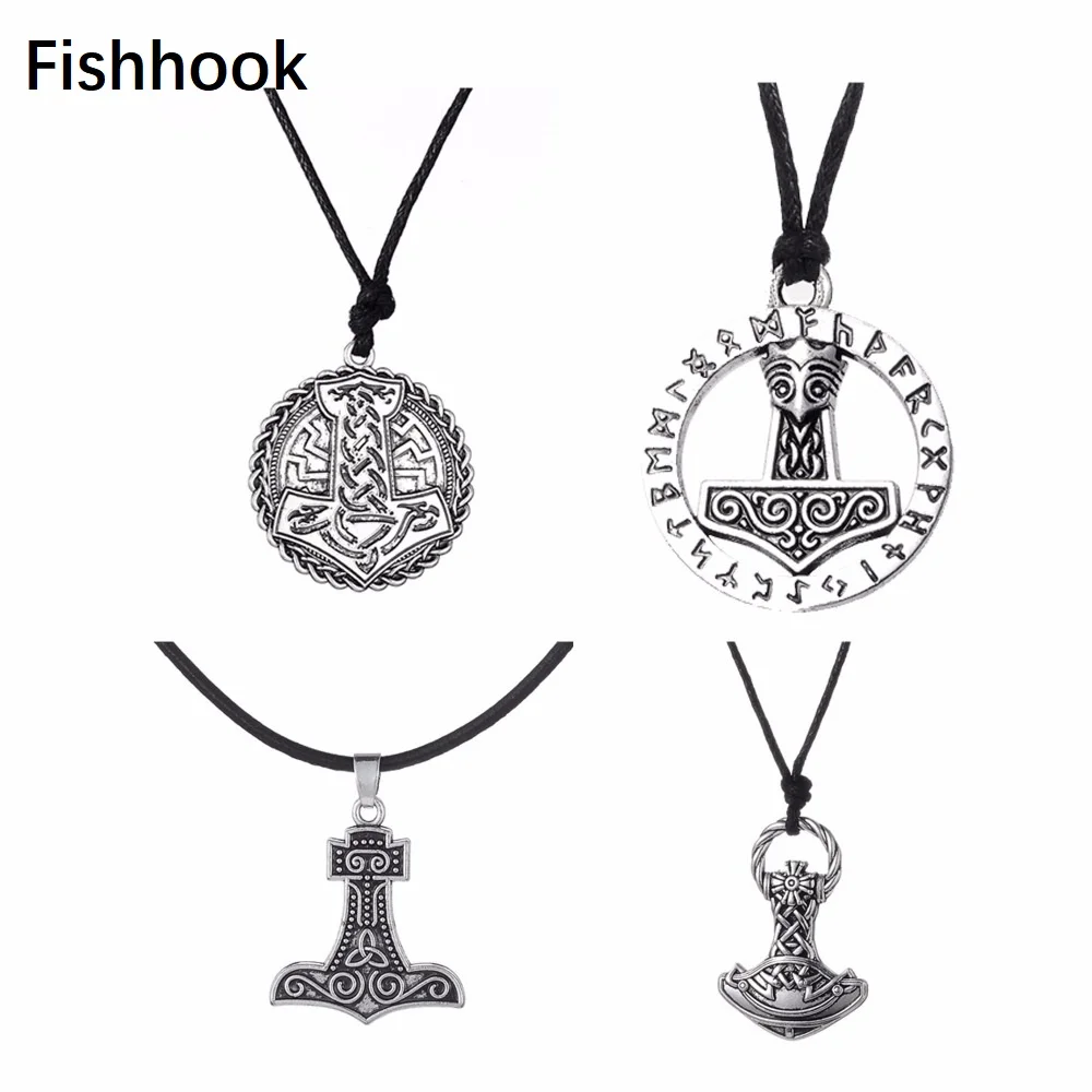 Мужской кулон-молот Fishhook готическое ожерелье с подвеской Молот Мьёльнир
