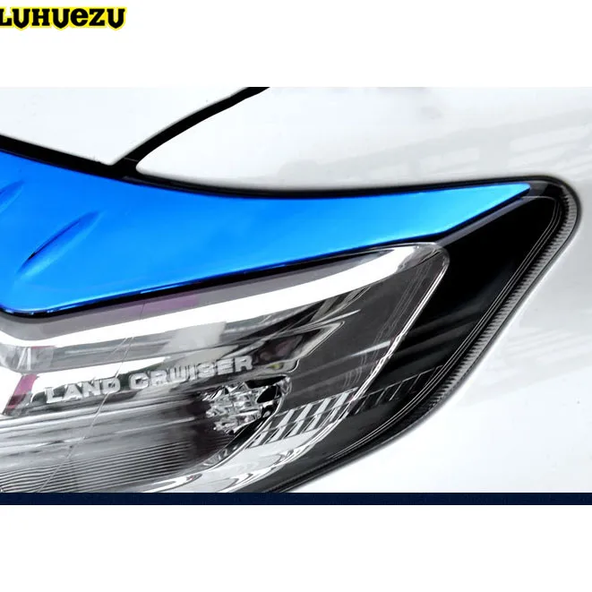 2 шт. Нержавеющая сталь голубой цвет головной свет Чехлы для ламп Toyota Land Cruiser Prado