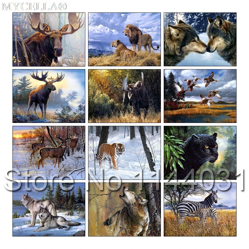 Животные 5D Diy Алмазная картина вышивка крестиком полная рукоделие Moose Волк тигр