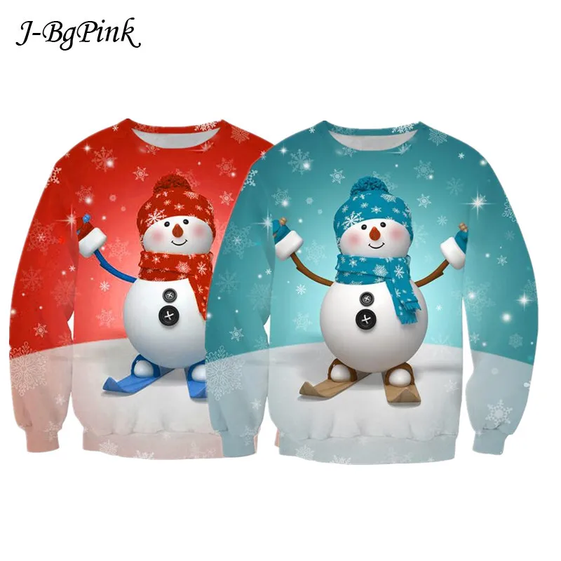 Christmas sweater 3D digital print pullover new round neck long sleeve loose large size couple | Женская одежда