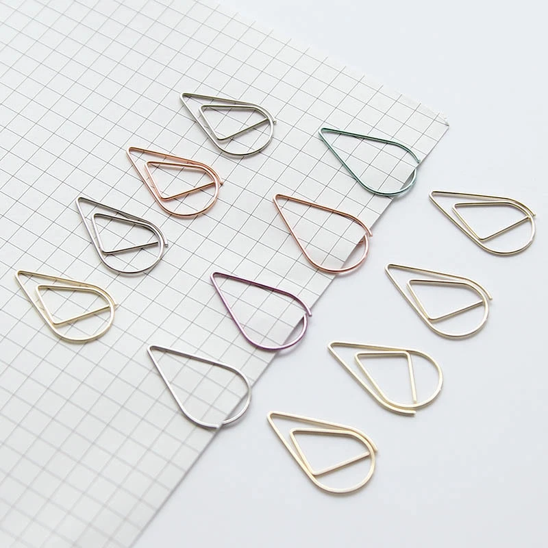 3 Box 30pcs 2.5*1.5cm Water Drop Metal Paper Clips Bookmark File Notes Classified Student Stationery School Office Supply | Канцтовары