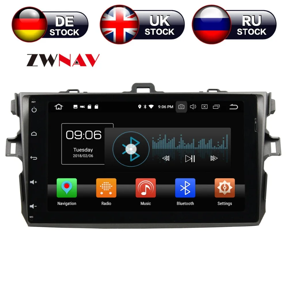 ZWNAV Android 9,0 9 дюймов Автомобильный dvd-плеер gps навигация для TOYOTA COROLLA 2006-2011 головное устройство мультимедийный плеер магнитофон