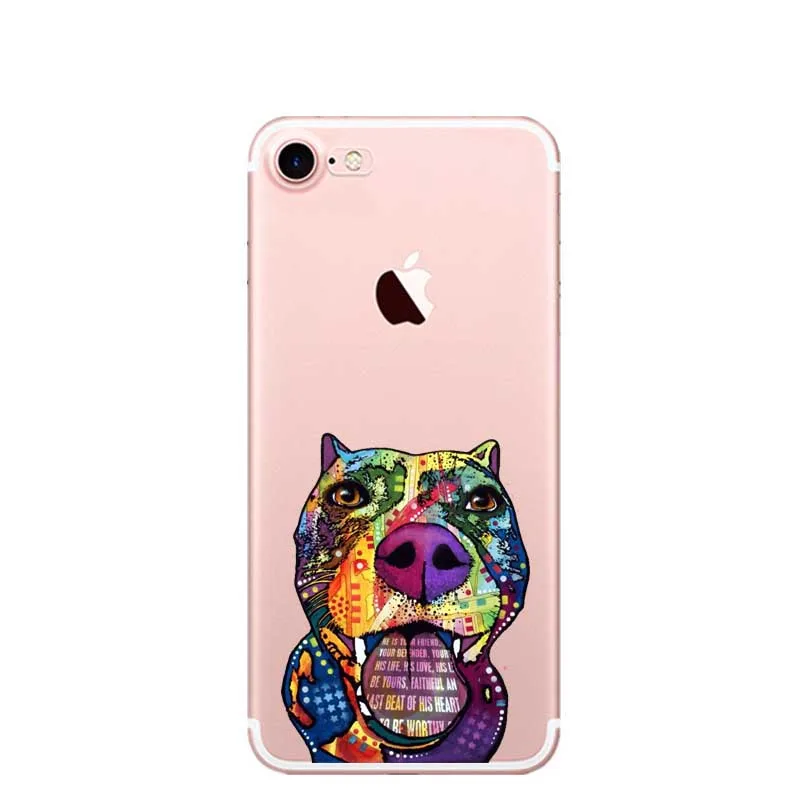 Art PitBull тату дизайн собака лицо прозрачный мягкий ТПУ чехол для телефона iPhone 5 5S SE 6 6 S Plus 7 XR XS Max 8 8 Plus X 10 чехол - Цвет: TPU