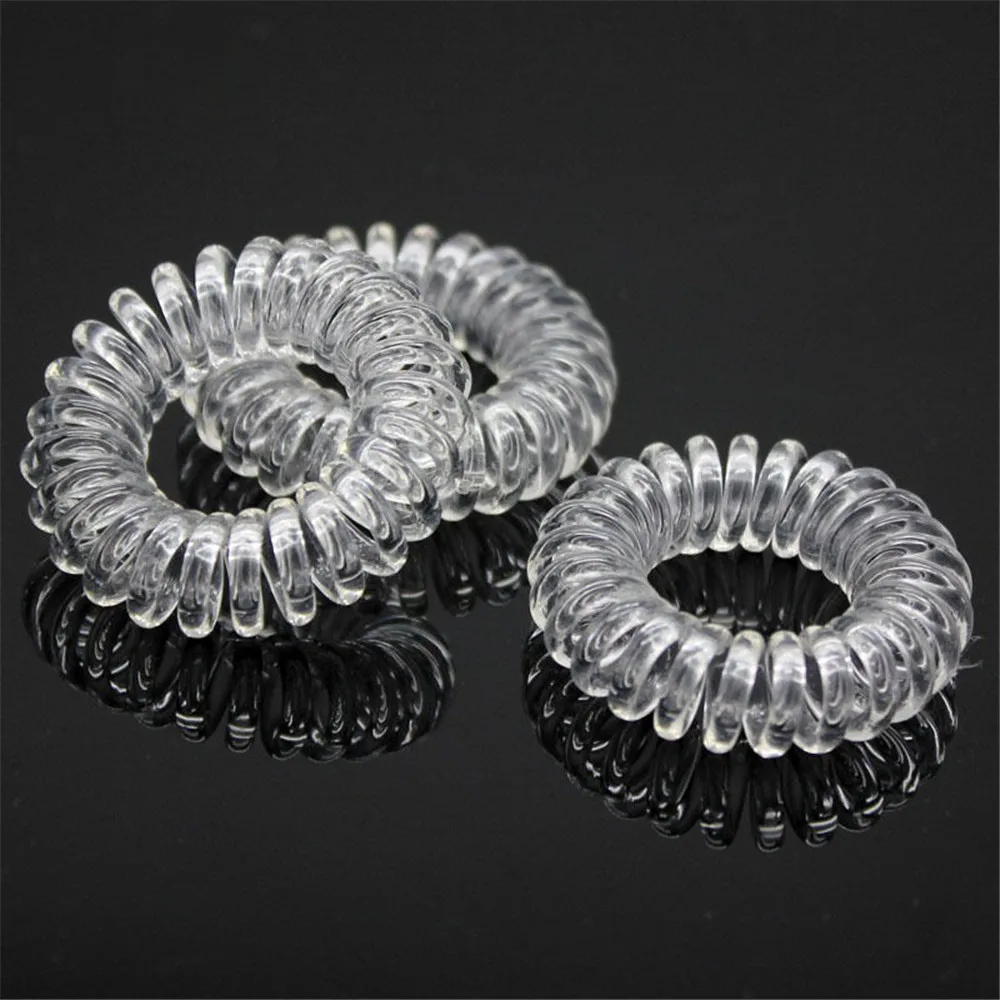 

Clear Elastic Rubber Hairband Phone Wire Hair Tie Rope Band Ponytail 5 pcs Fashion Headwears