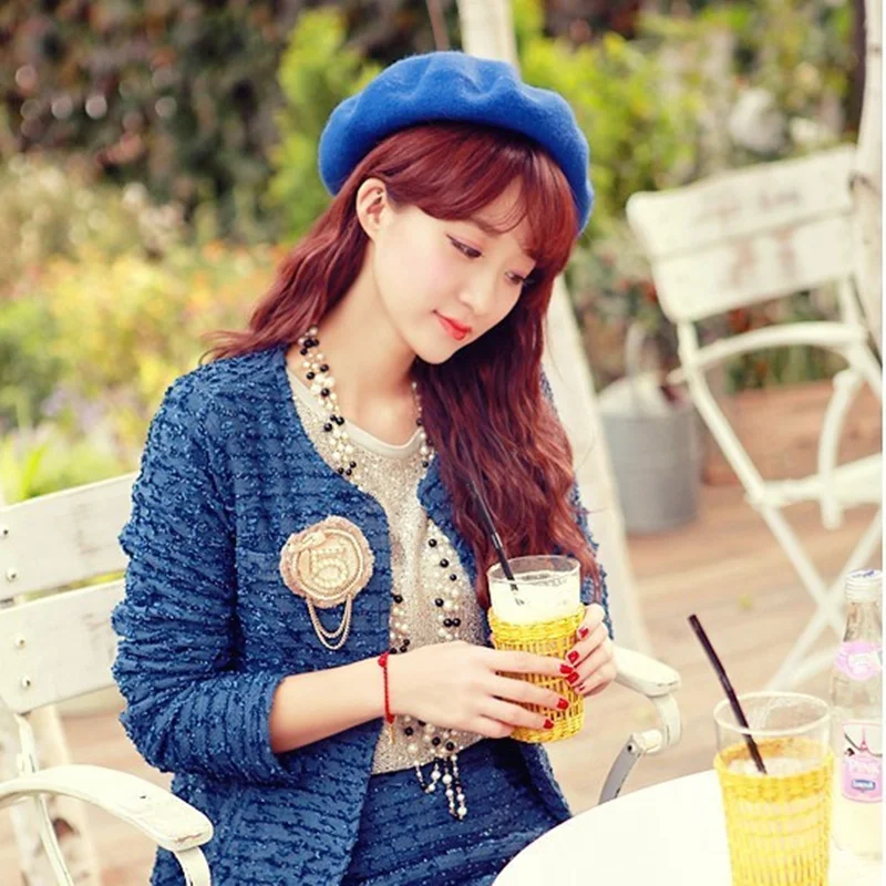 Популярная модная теплая зимняя женская шапка Берет шапочка шляпа мешковатая