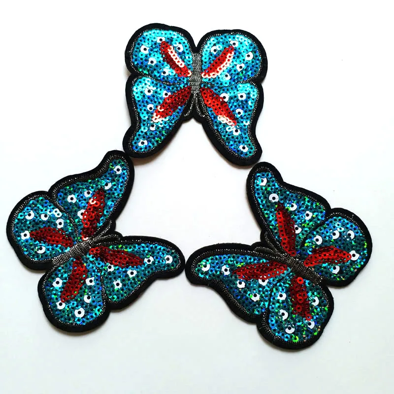 3 шт./лот блестки со стразами нашивки для одежды Бабочка бисер вышитая аппликация