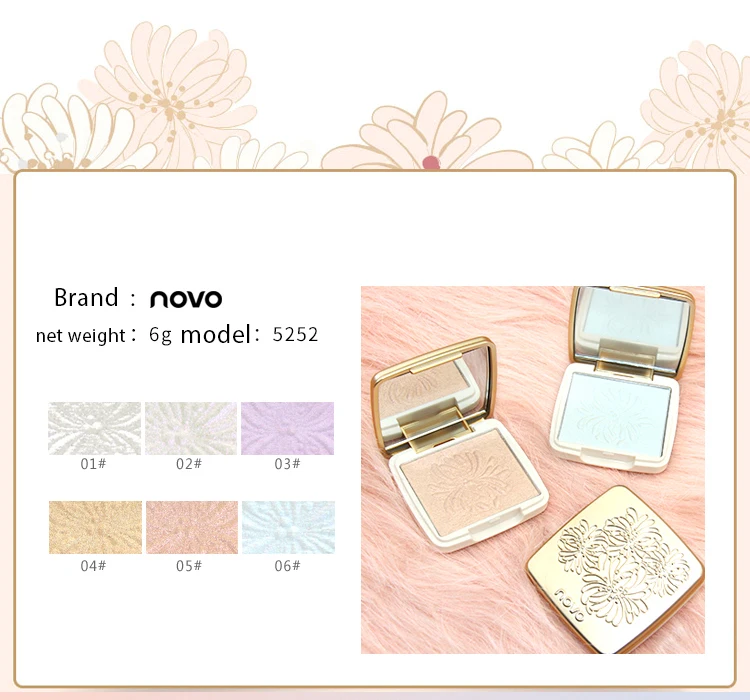 Макияж Novo хайлайтер Shimmer Powder Glow Kit хайлайтер палитра база осветитель изюминка контур лица золотой бронзатор