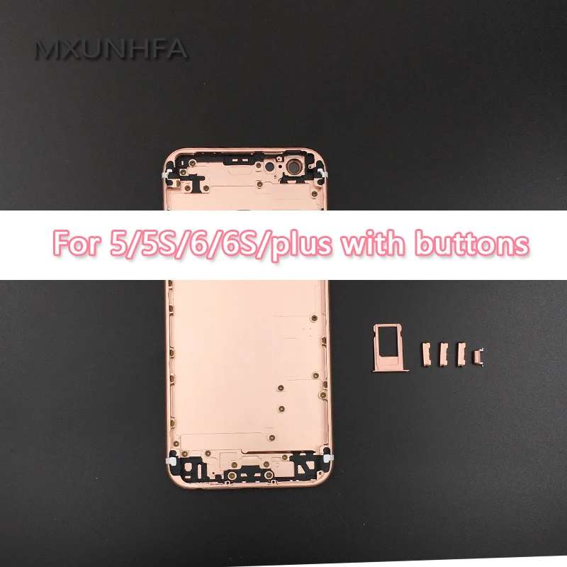10 шт./лот, задняя крышка, чехол на батарейку для iPhone 6, 6 plus, 6S Plus, 5 5S, металлическая средняя рамка, шасси с боковыми кнопками