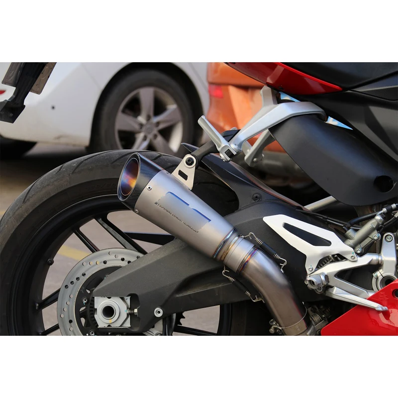 Для Ducati 959 Panigale мотоциклетная выхлопная труба из титанового сплава средней трубы без застежки 61 мм из углеродного волокна без дБ Killer 310 мм