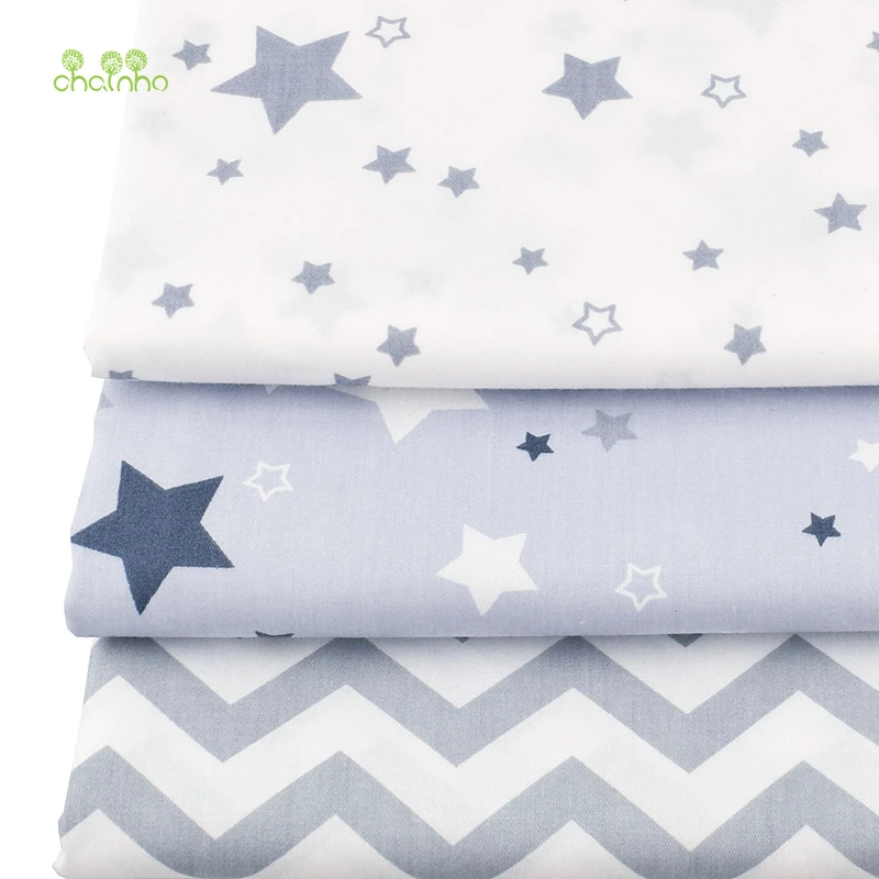 Chainho Новая Серая саржевая хлопчатобумажная ткань с принтом звезд для