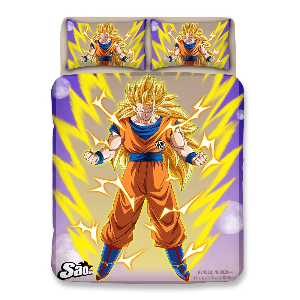Mxdfafa Аниме Dragonball пододеяльник наборы манга 3D постельное белье Роскошные 3 шт. включает 1 пододеяльник и 2 чехла Dakimakura