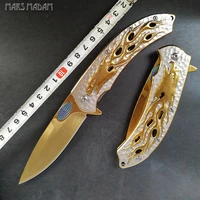 free shipping exquisite carving gilded eagle totem hunting knife survival knives folding blade tactical knife collection gift