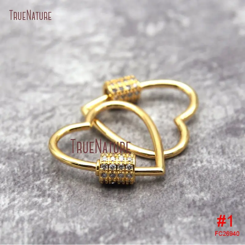 CZ Micro Pave в форме сердца винтовая застежка золото розовое золото металл Посеребренная U форма застежка замок карабин проложить замок FC26945