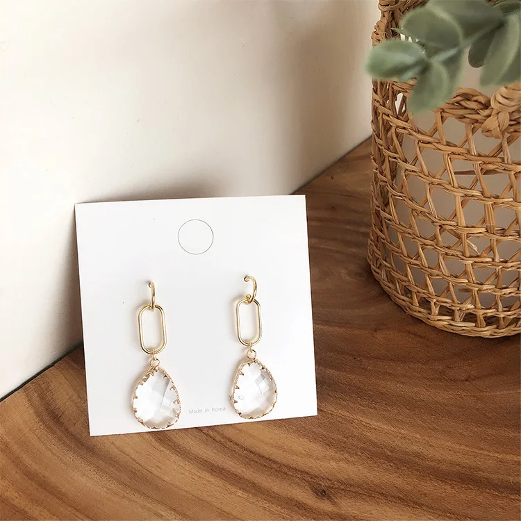 HUANZHI 2019 New Crystal Secto rGeometric Unique Transparent Korea Elegant Drop Earrings for Women Party Travel Girls Gift | Украшения и