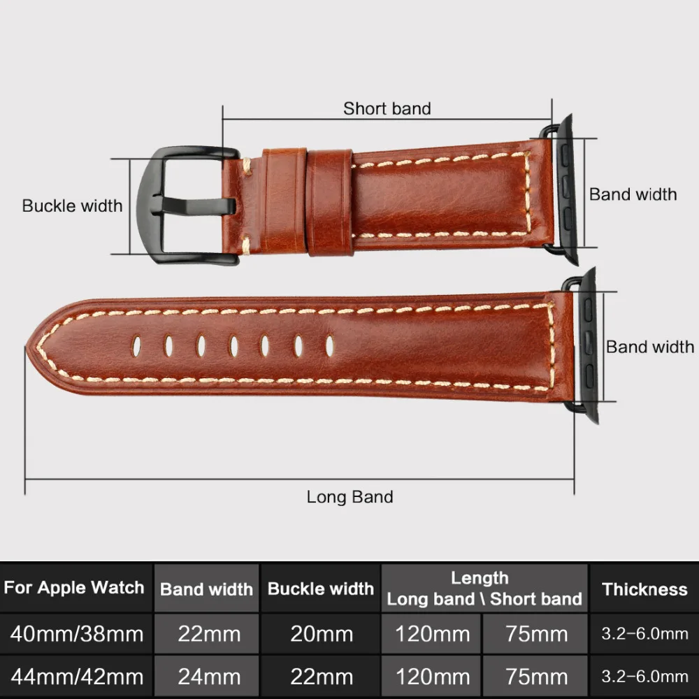 Ремешок кожаный для Apple Watch 1 2 3 4 42 мм 38 | Наручные часы