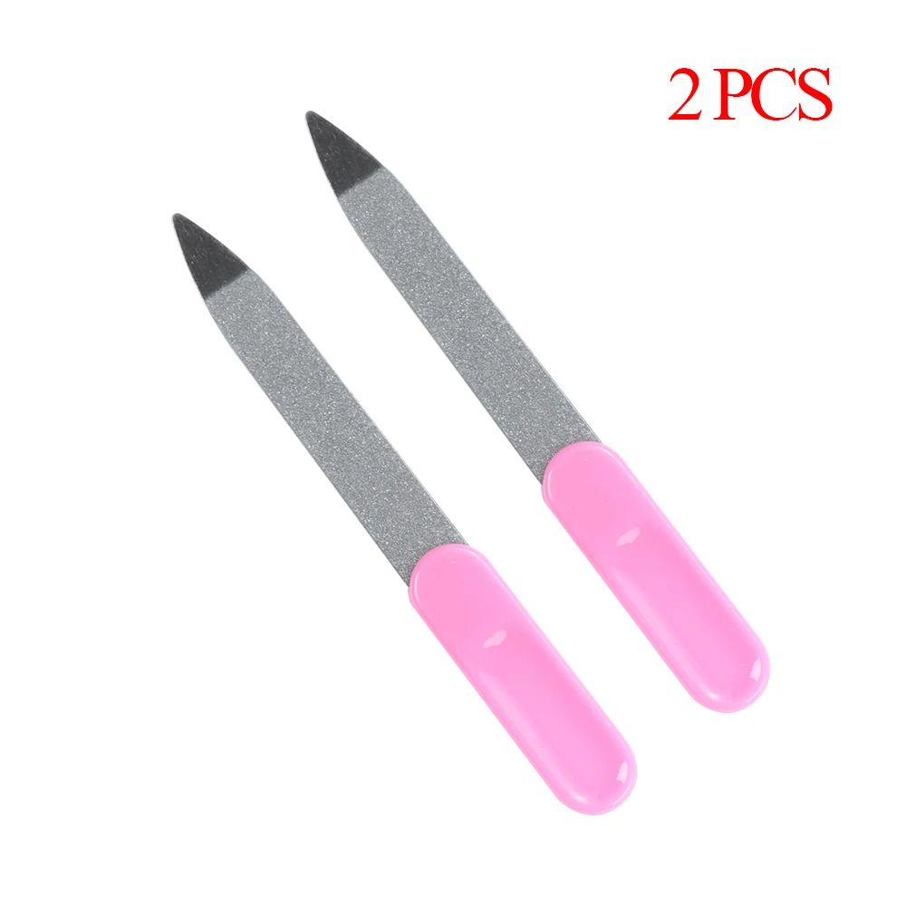 2pcs Цвет в случайном порядке! Мультяшная пилочка для ногтей металлическая нержавеющая сталь кутикулы Лайм профессиональный инструмент напильники портативный шлифовальный пылеудалитель ногтей - Цвет: 2pcs