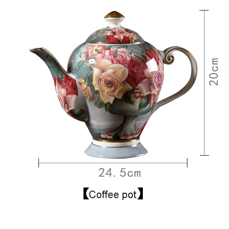 Coffee pot Европейский высококачественный набор кофейных чашек из костяного фарфора, креативный Британский цветочный чайный набор чашек, Пномпень, чашка и блюдце, подарочный набор - Цвет: Coffee pot