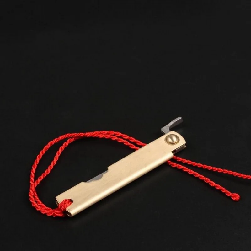 Открытый Портативный EDC инструменты, латунь нержавеющая сталь DIY мини нож, письмо открывалка, подарок кулон Латунный Колокольчик