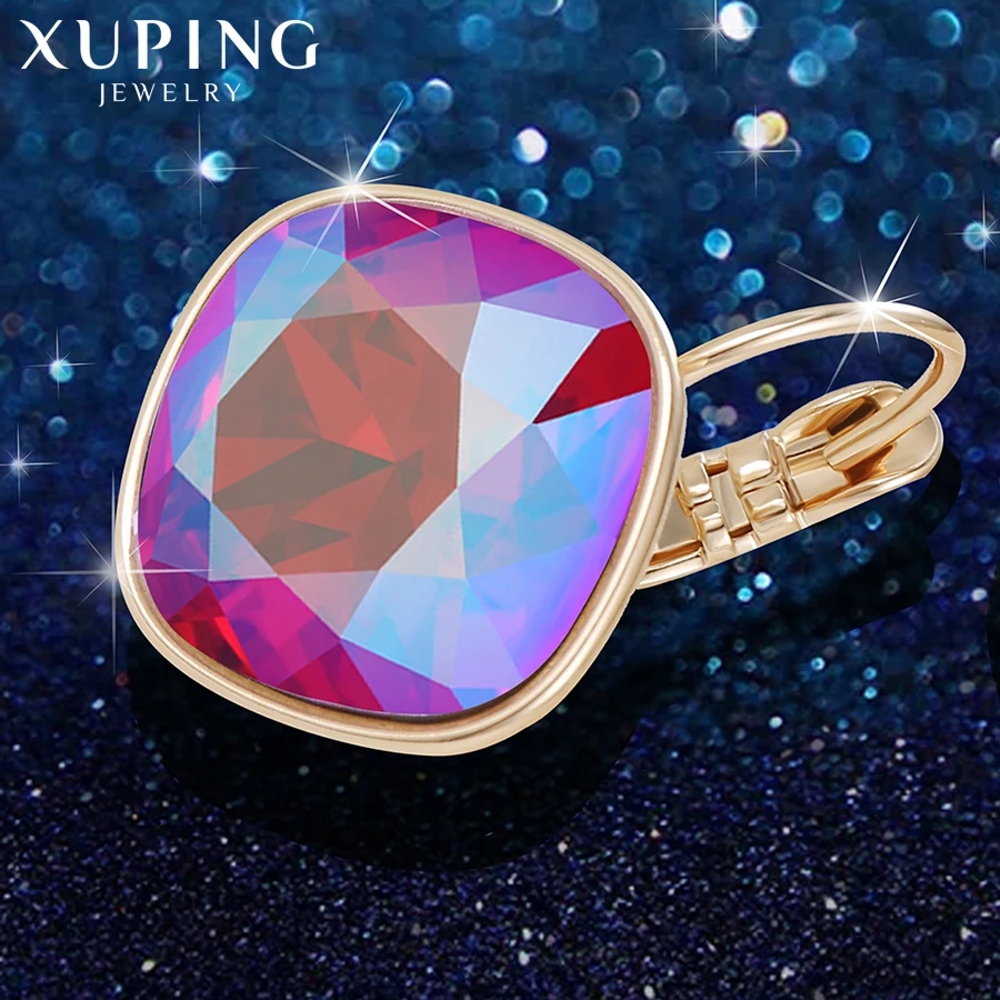 Xuping романтические серьги-кольца с кристаллами Swarovski золотого цвета, изысканные вечерние ювелирные изделия, подарок для женщин и девочек M76/M77/M78-20371