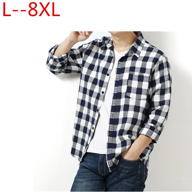 8XL 6XL 5XL 4XL новая мужская клетчатая рубашка из хлопка высокого качества Мужская