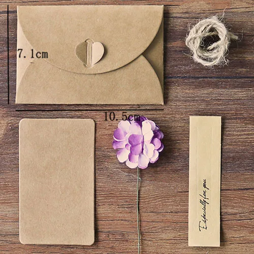 S purple carnations 1 шт. винтажный крафт-бумажный конверт Подарочная открытка ручной работы конверт с бумажной наклейкой конверты с подсолнухом для офиса и школы - Цвет: S purple carnations