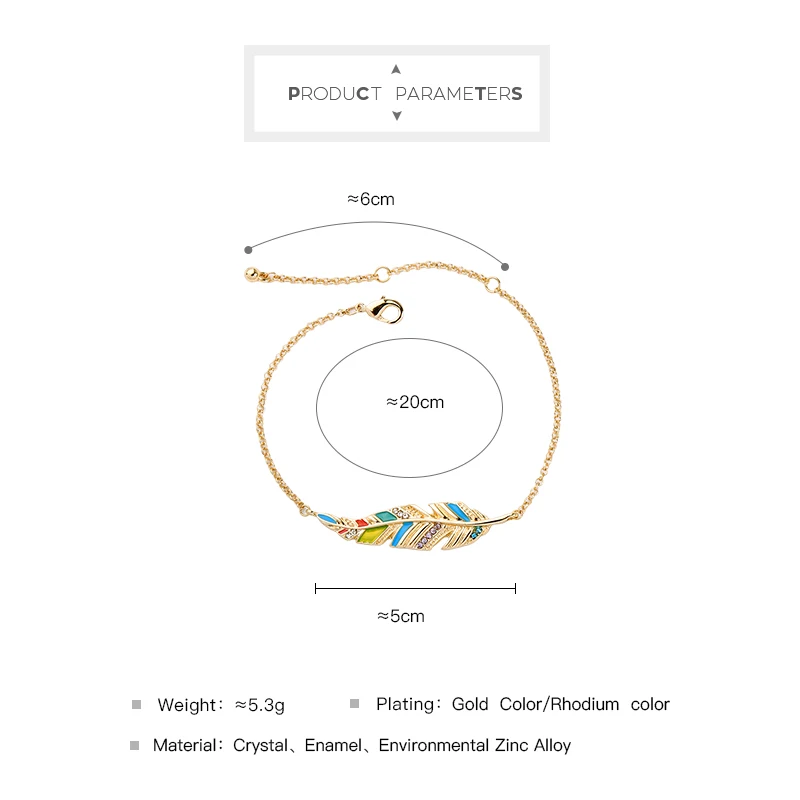Браслет в богемном стиле с перьями хрустальные Наручные Цепи застежка лобстер