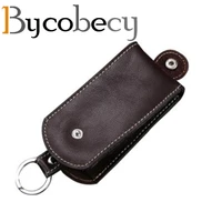 bycobecy genuine leather smart key holder car key wallet organizer car key storage bag housekeeper bag covers hasp key case 2022