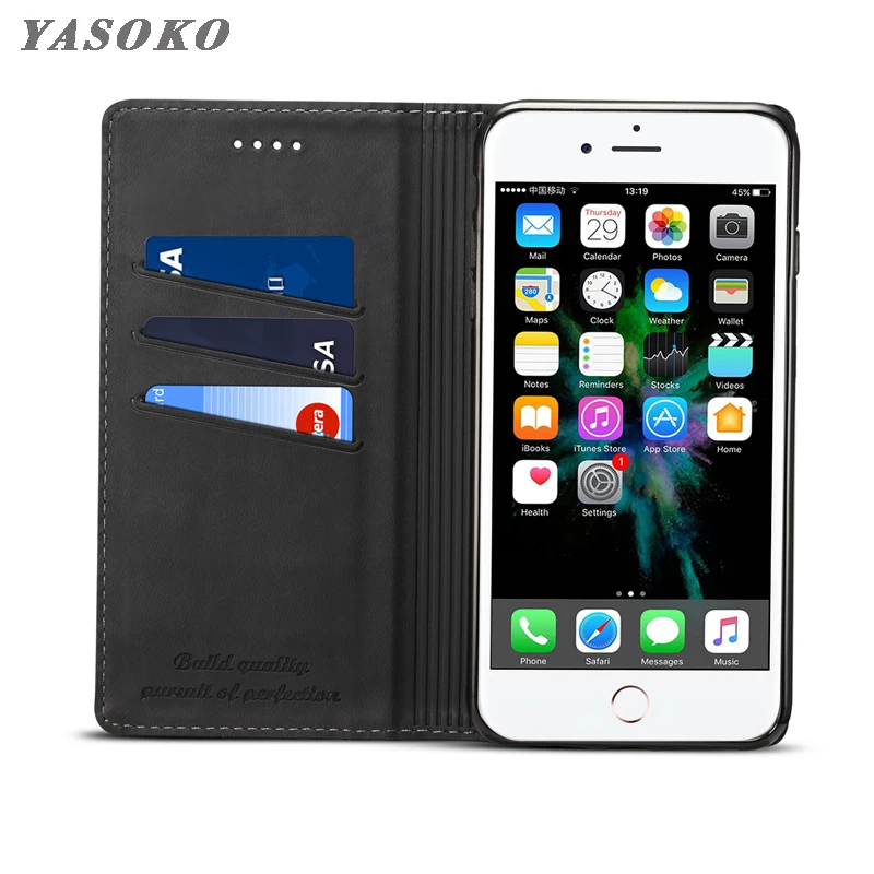Чехол YASOKO для iPhone 7 8 X, роскошный кожаный чехол с откидной крышкой и отделением для карт, чехол для iPhone 7 8 plus, чехлы, чехол, чехол