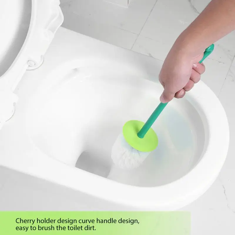 

Cherry - Shape Cleaning Toliet Brush Holder Standing Set Lavatory Bathroom Tool Green / Deep Red