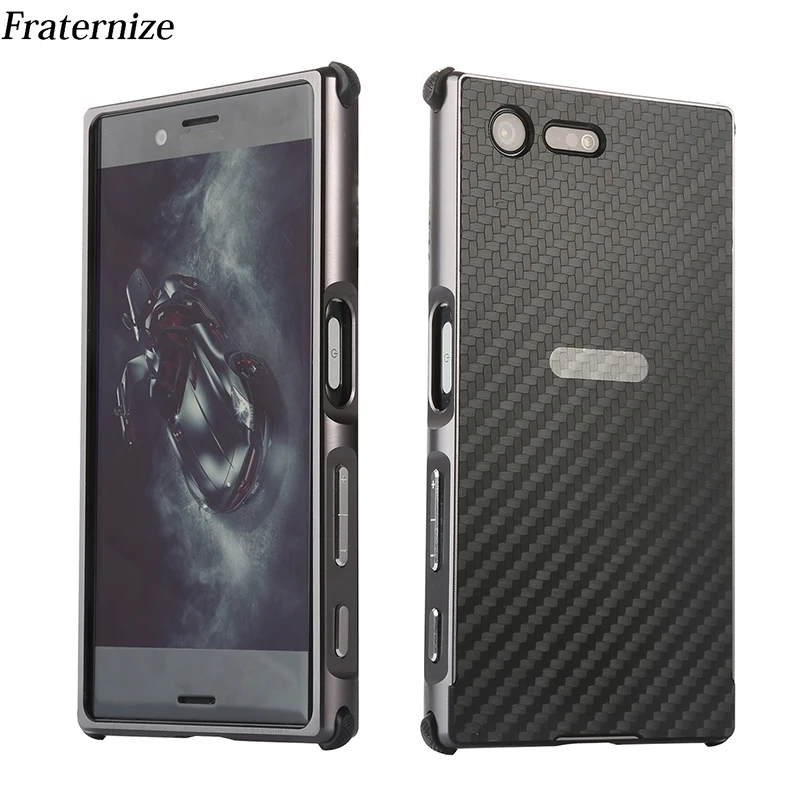 For Sony Xperia XZS XZ1 X Compact XA1 Ultra case Aluminum Bumper Metal Frame+carbon fiber Back Cover for XZ Premium Cases | Мобильные