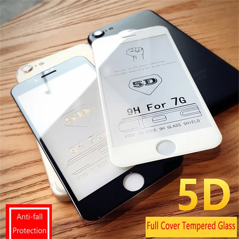 5D стекло для iPhone 7 закаленное Iphone Plus 6 6s 8 plus защитное полный экран белый черный