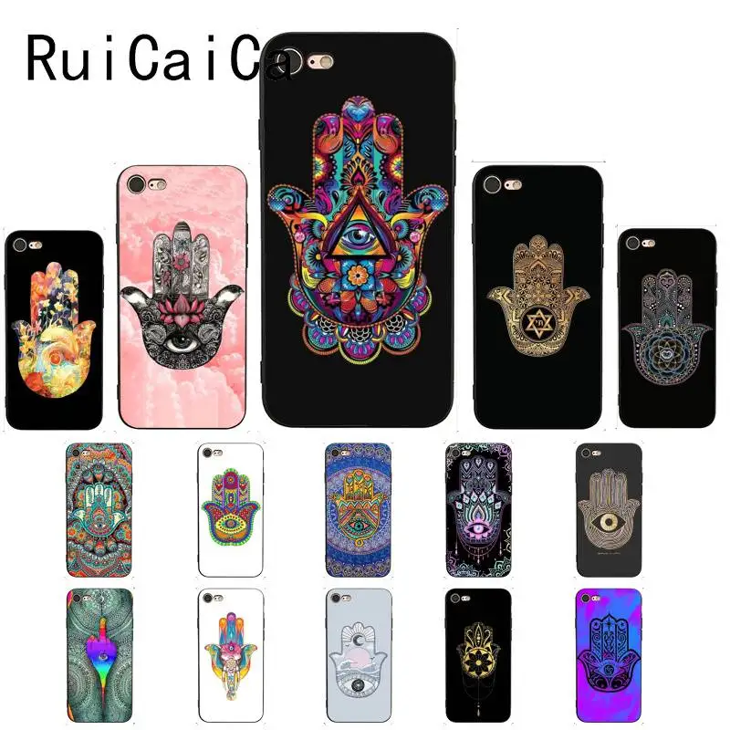 Ruicaica Хамса рука Фатимы ТПУ мягкий силиконовый черный чехол для телефона iPhone 8 7 6 6S