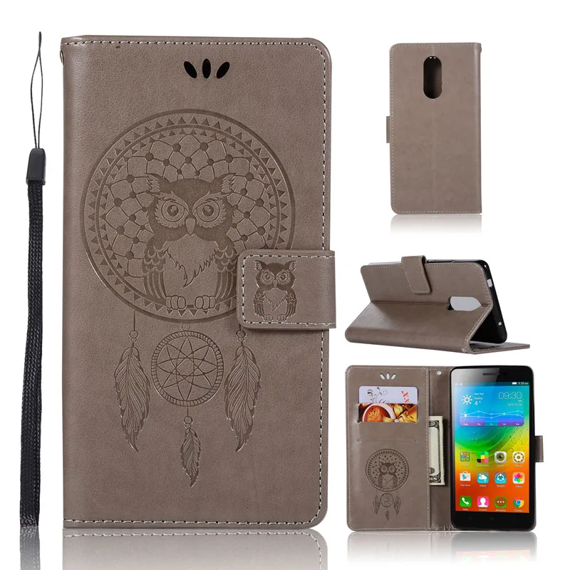 Чехол книжка Lenovo K6 Note K53a48 кожаный силиконовый чехол с рисунком совы для K6Note K53 a48
