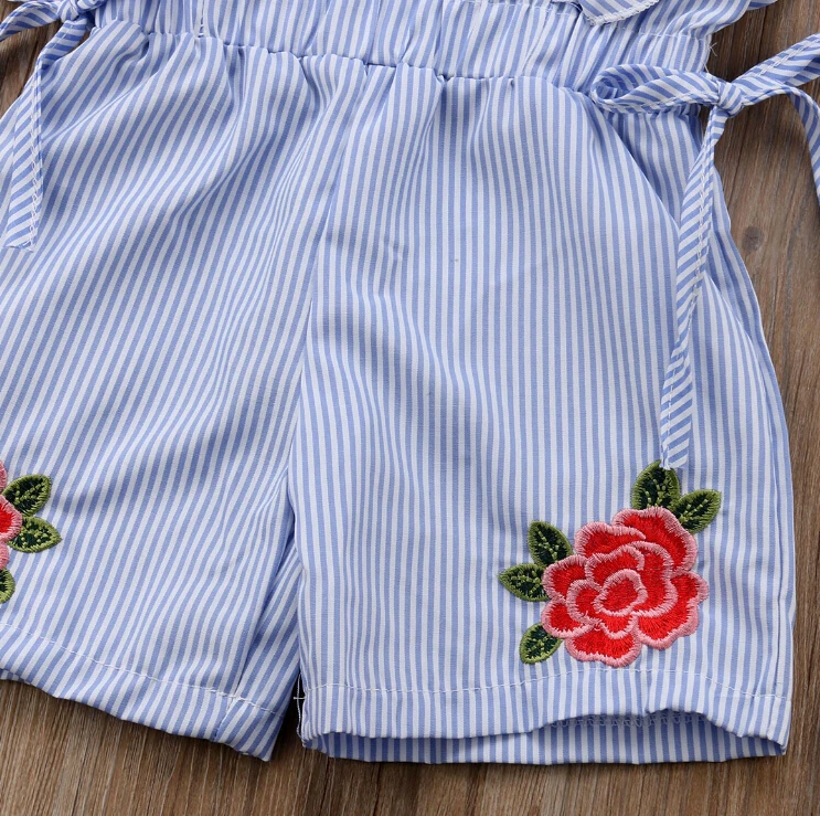 Детский короткий комбинезон с оборками и вышивкой|Ромперы| |