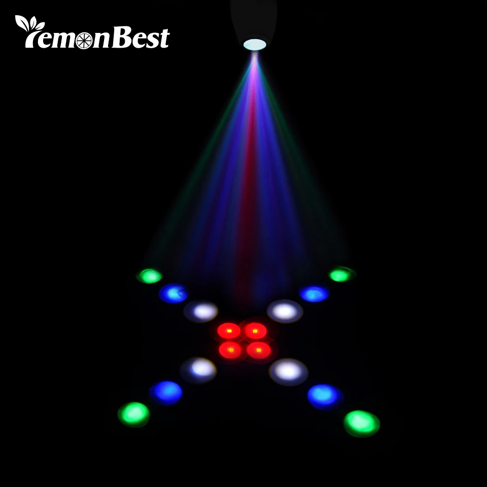 Портативный музыка Авто/звук активных 64leds RGBW огни лазерный сценический эффект
