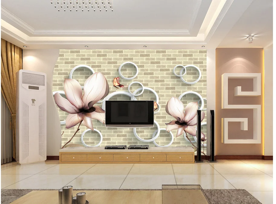 Домашний декор 3D обои с изображением кирпичной стены цветов магнолии 3d фрески