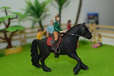 black horse ПВХ фигурка модель женщина всадник+ лошадь игрушка - Цвет: black horse