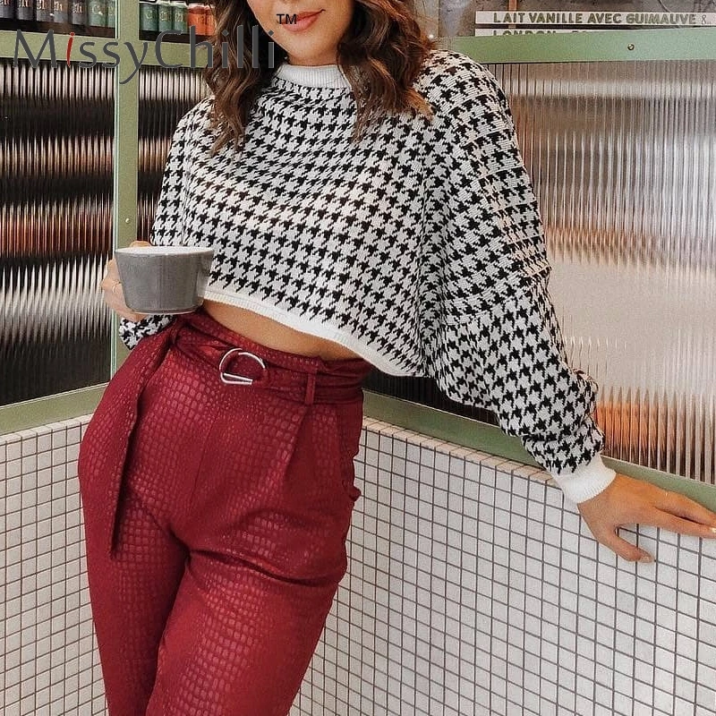 Женский вязаный Пушистый свитер MissyChilli зимний мягкий укороченный с круглым