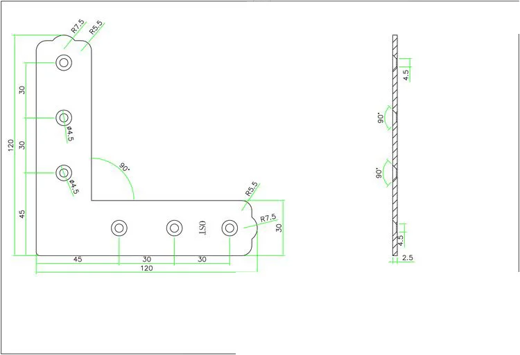 Оцинкованное Угловое железо угловые кронштейны крепкая деталь L-образная