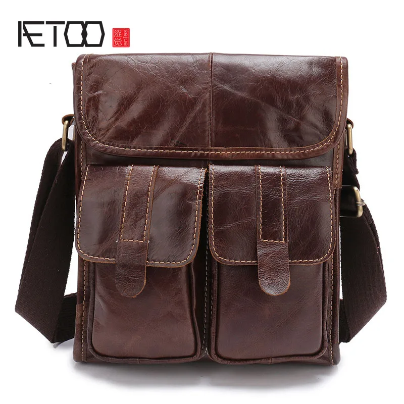 AETOO Ретро масло воск кожа Мужская плечо наклонный косой первый слой коровья