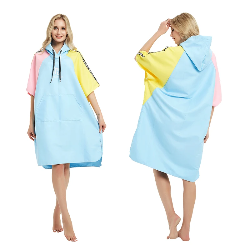 Пляжное Пончо из микрофибры компактное и легкое быстросохнущее с