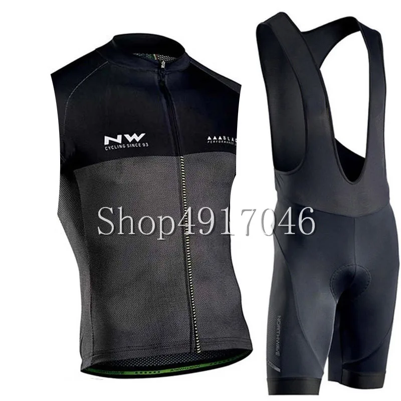 NW для мужчин лето Велоспорт без рукавов Джерси нагрудник шорты комплект дышащая