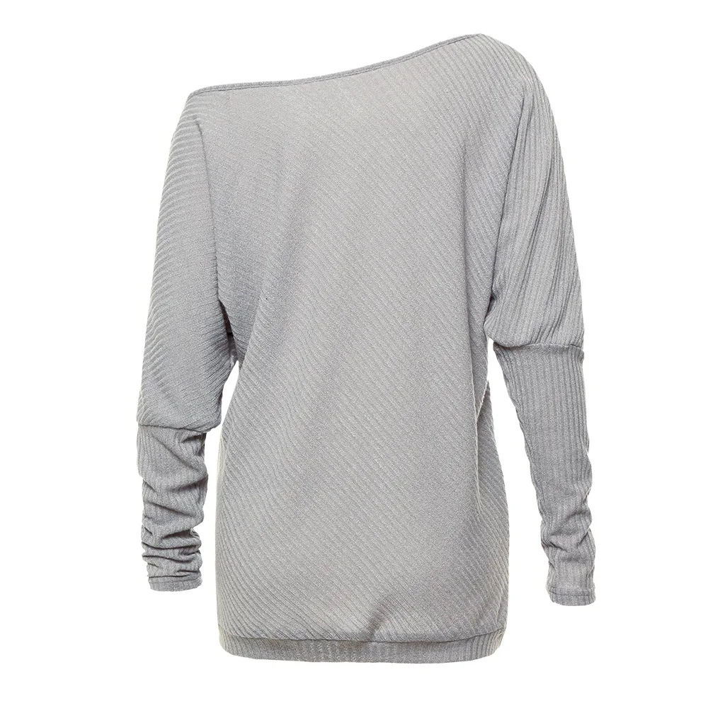 fine knit Sweater pullover Women one shoulder topknitted loose jumper fall winter batwing sleeve 2018 off the | Женская одежда