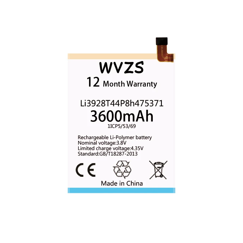 Wvzs 3600 мАч высокой Ёмкость литий полимерный аккумулятор Li3928T44P8h475371 для zte лезвие A1