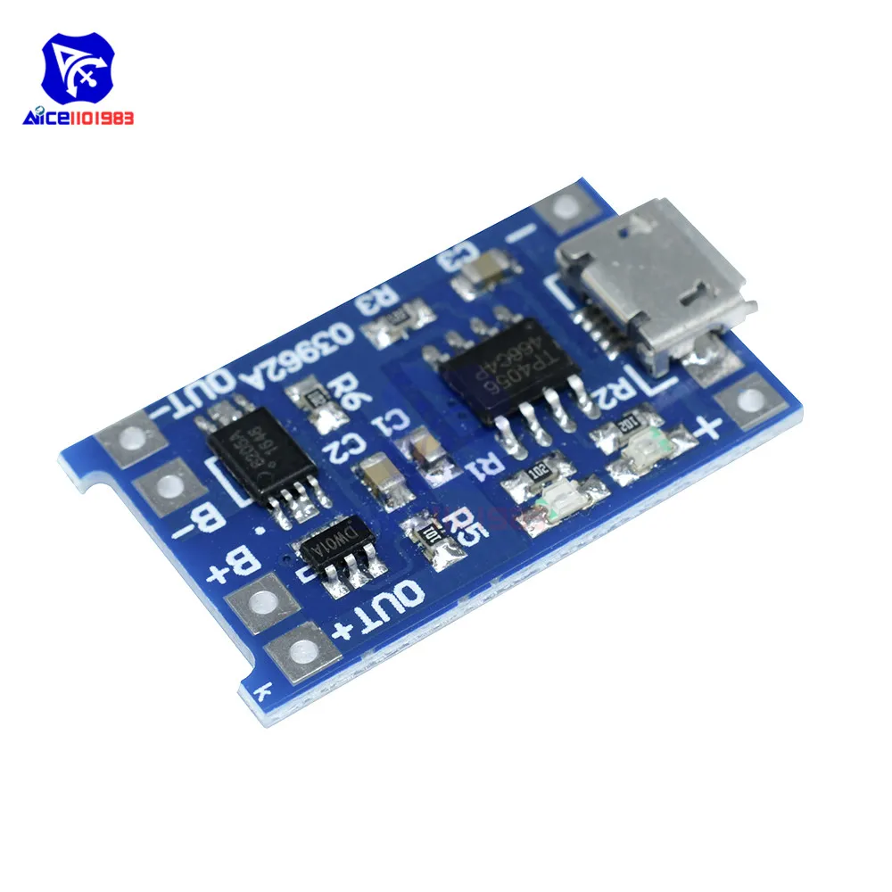Diymore 10 шт./лот Micro USB 5 в 1A 18650 TC4056A литиевая батарея зарядное устройство светодиодный индикаторный модуль защита от перезаряда