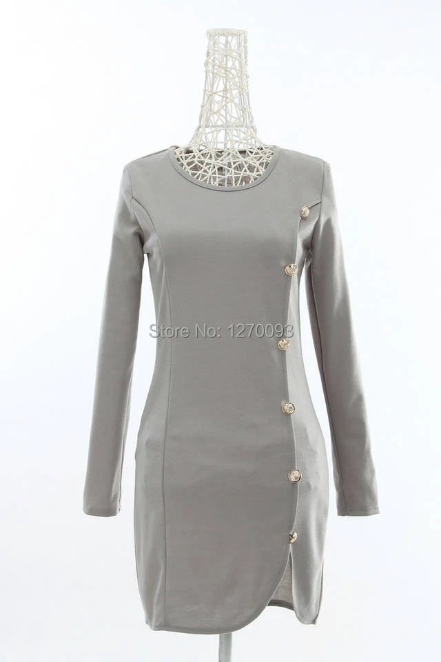 2015Winter warm dress Women Cotton Bottomed Winter Dress Ladies Evening Clothes Party gown Long Sleeve Button Casual | Женская одежда