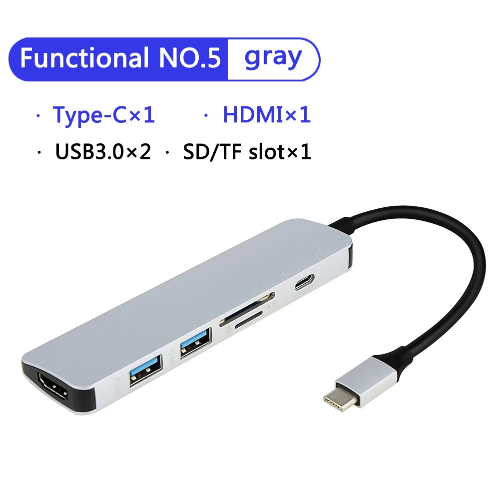 5 в 1 USB C концентратор USB-C к HDMI Micro SD/TF кард-ридер адаптер для MacBook samsung Galaxy S9/S8 huawei P20 Pro type C USB 3,0 концентратор - Цвет: A5