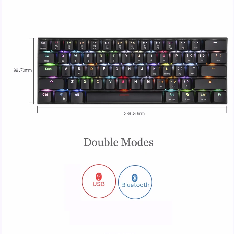 Motospeed CK62 Bluetooth Беспроводная Проводная игровая механическая клавиатура 61 клавиша RGB со светодиодной подсветкой для Android IOS Mac OS Windows