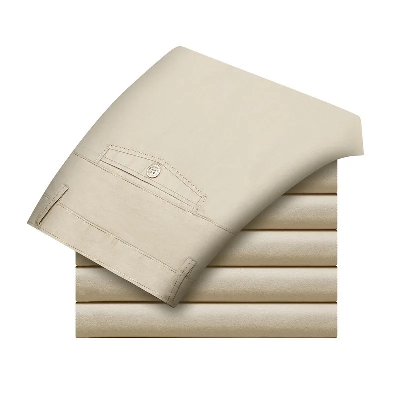 Beige MRMT брендовые новые мужские брюки с высокой талией, однотонные мужские брюки, мужские хлопковые тонкие брюки, мужские прямые брюки - Цвет: Beige
